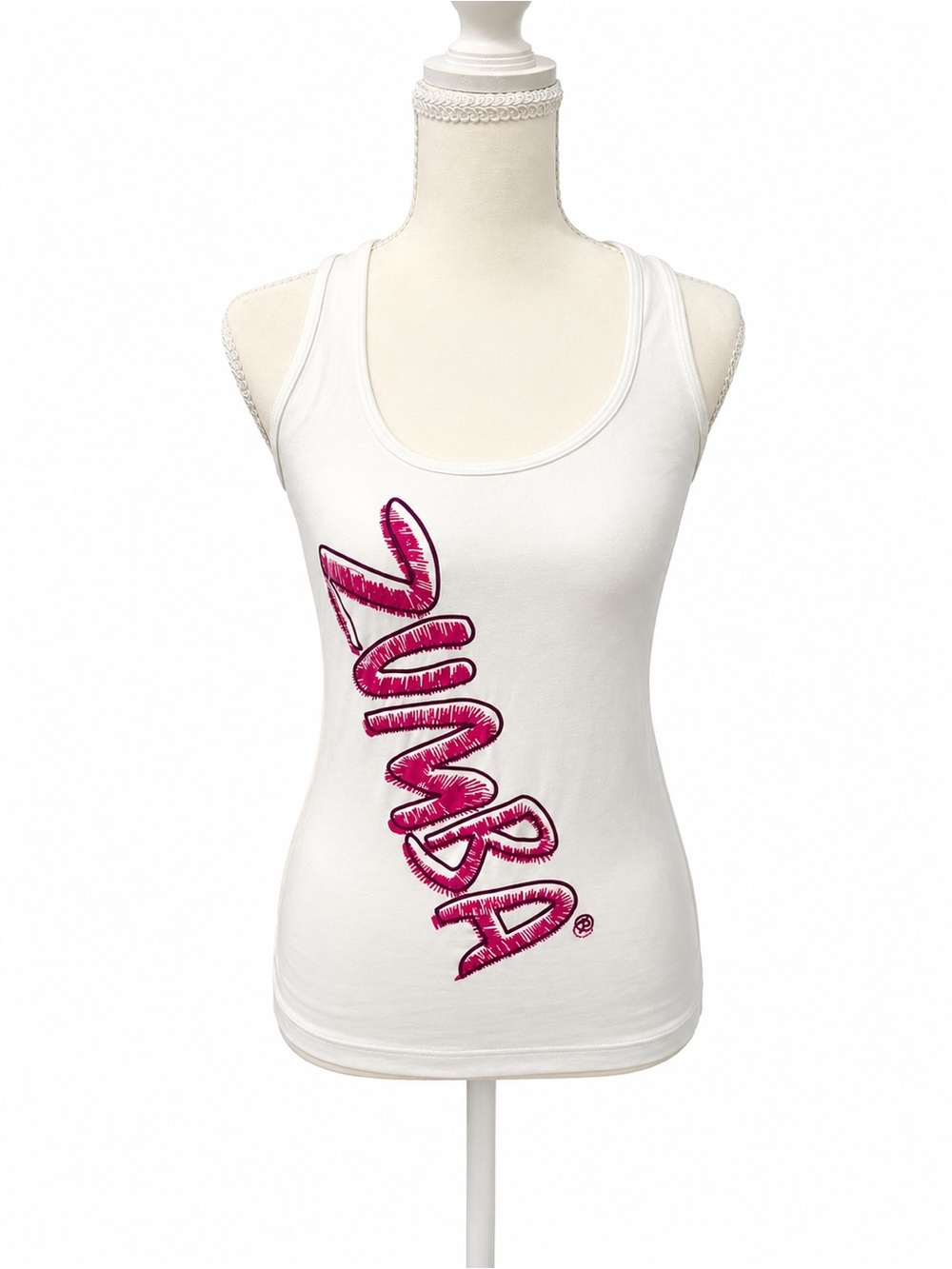 Zumba Wear White Graphic Tank Top Size M Fitness Dance Workout Activewear